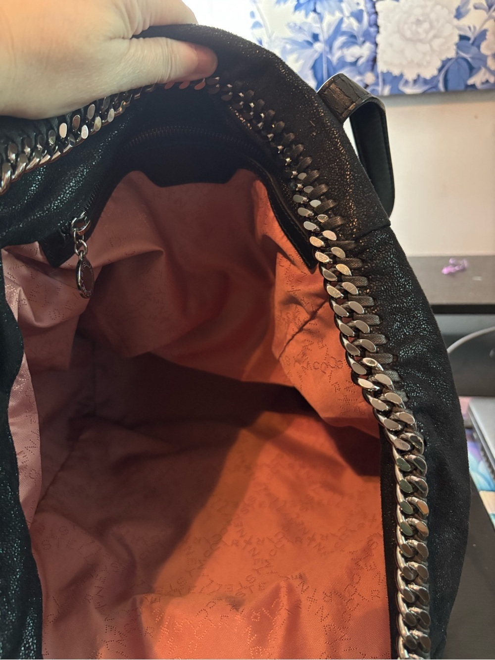Stella McCartney Falabella Shaggy Deer East West Shopper Tote - Black/Silver - Picture 14 of 15